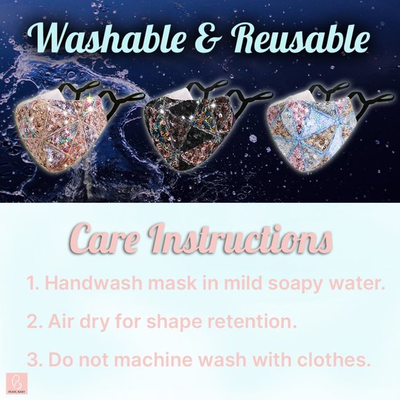 2 Pack Washable Multicolor Face Mask (Black+Gold) - Picture 3 of 7